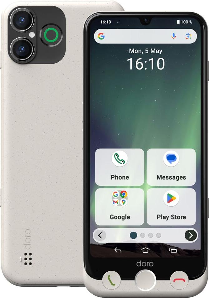 Doro Aurora A30, 15,5 cm (6,1"), 6 GB, 128 GB, 50 MP, Android 14, biela