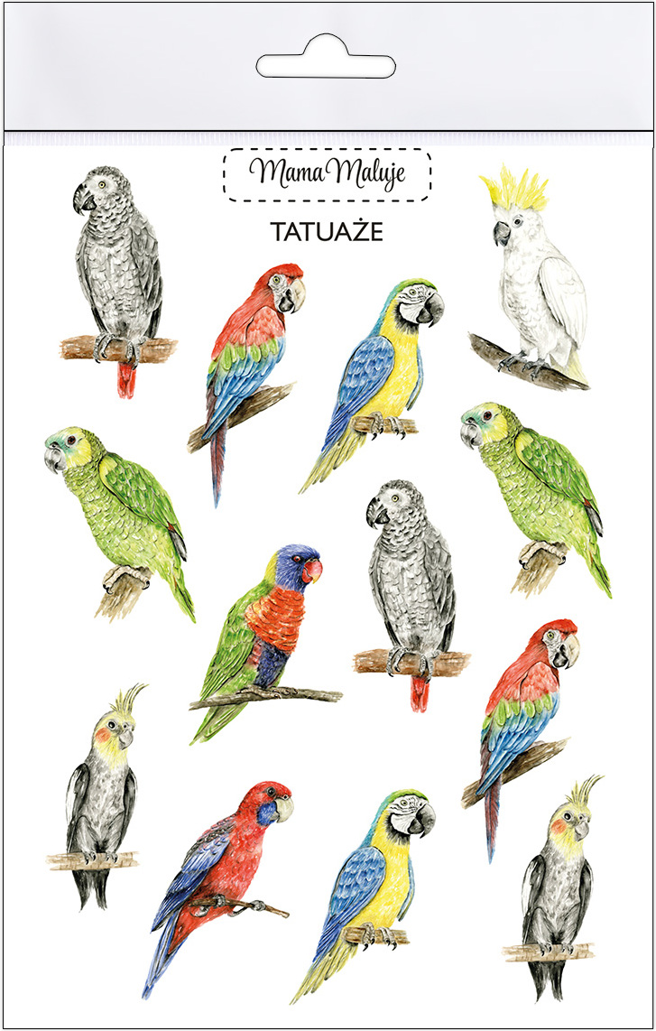 Mama Maluje Abwaschbare Papageien-Tattoos (Spielzeug, Tattoos)