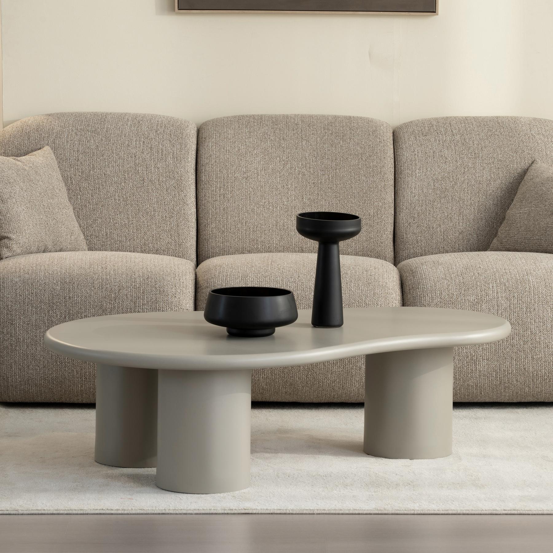 riess-ambiente Couchtisch ORGANIKO 130cm greige beige grau MDF organische Form pflegeleicht 48553