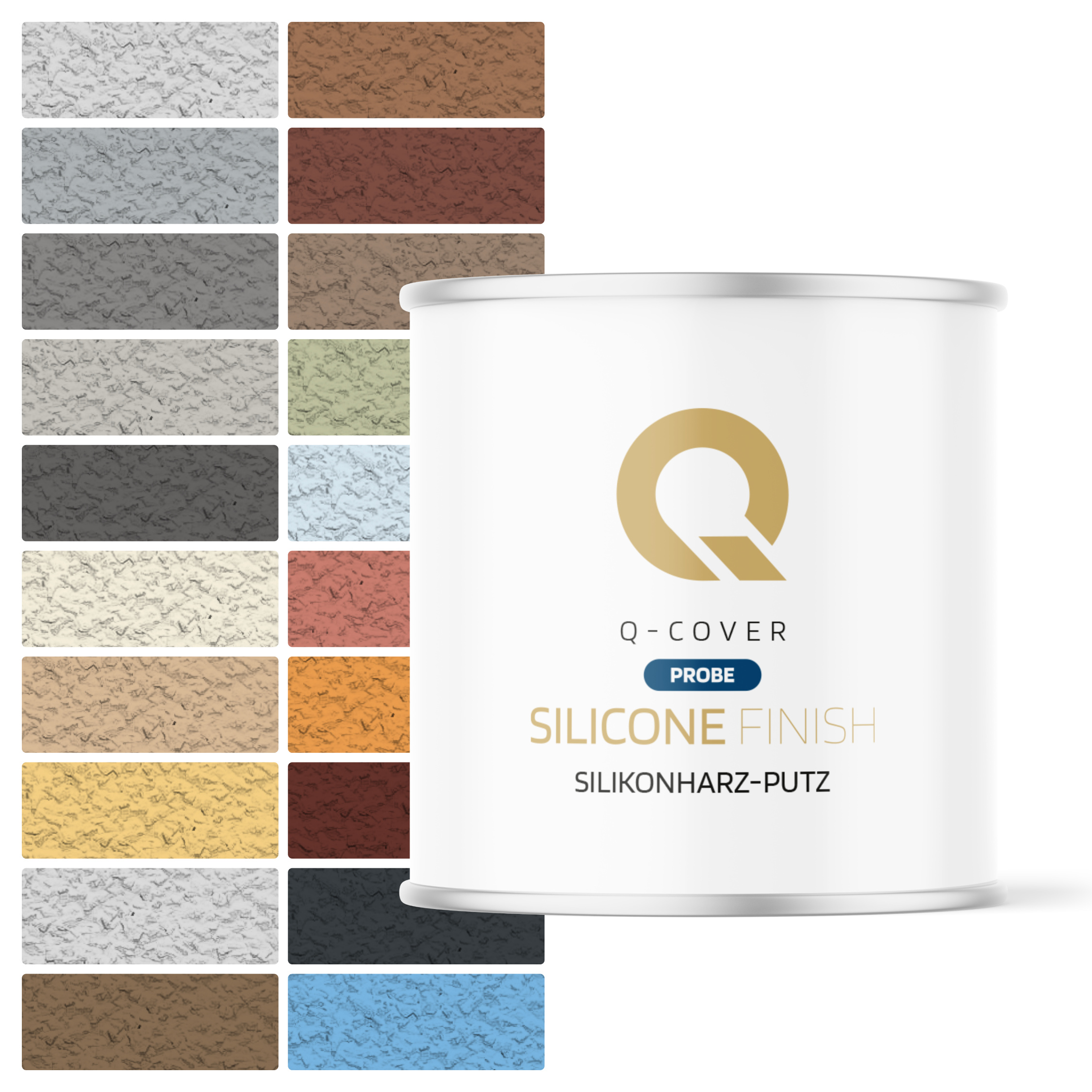 Silikonharz-putz | tester | flüssige farbprobe | putzprobe | 2,5 kg |fassadenputz| kratzputz | edelputz| 1mm | 1,5 mm | 2 mm | 3 mm Q-Cover