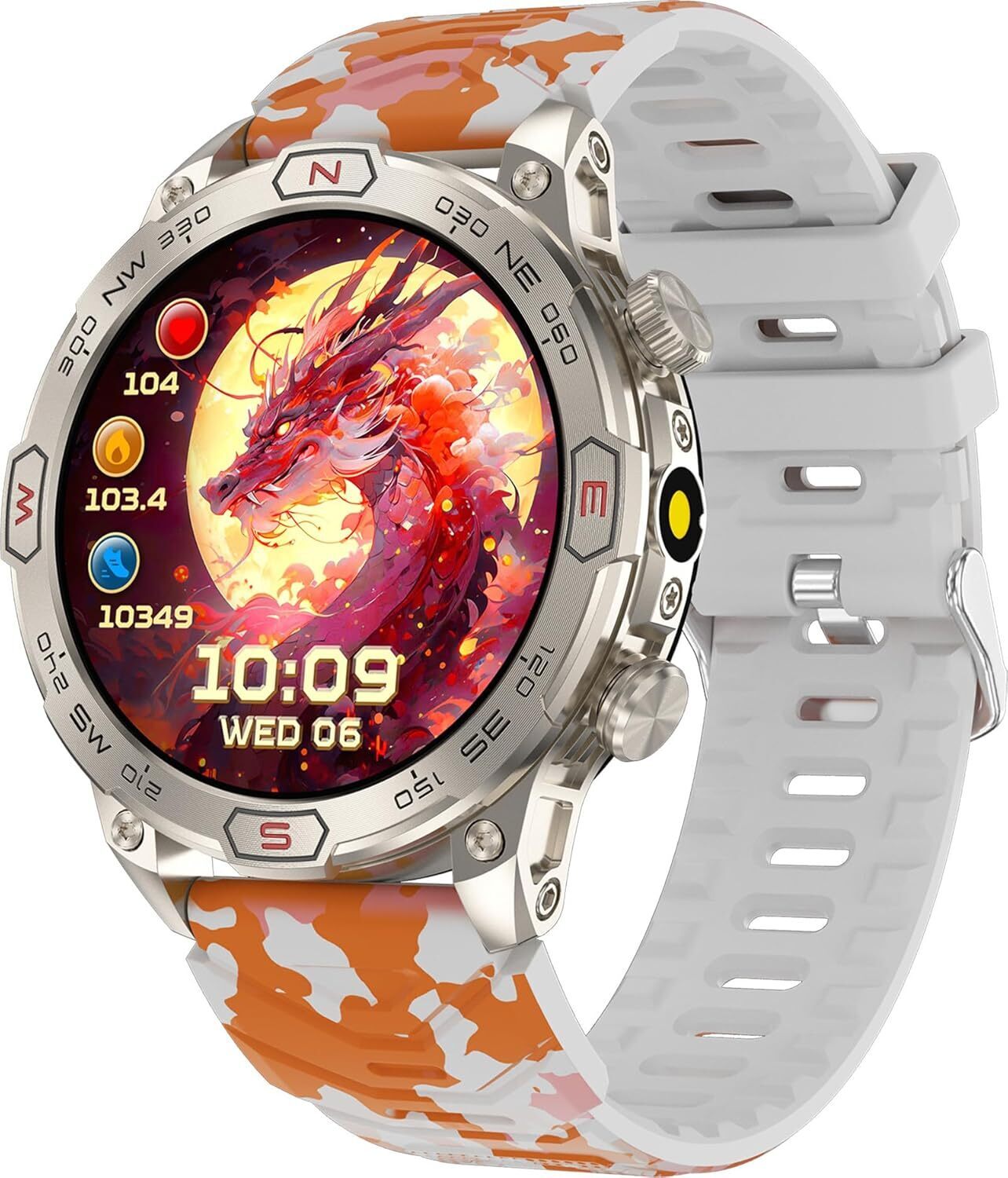 Pánske outdoorové inteligentné hodinky s funkciou telefónu 1,43-palcový dotykový displej AMOLED, fitnes hodinky s meraním krvného tlaku, monitor srdcového tepu, kompas, výškomer