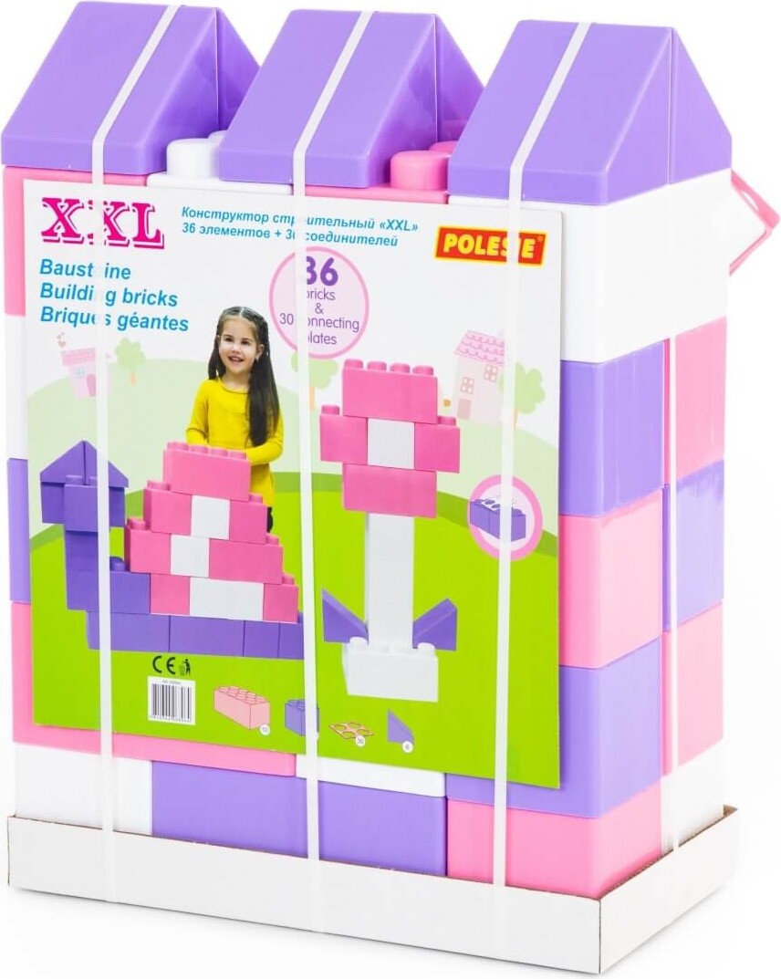 Polesie Bauklötze "XXL", 36 Elemente. (v2) + Verbinder für Blöcke (30 Elemente) 68064