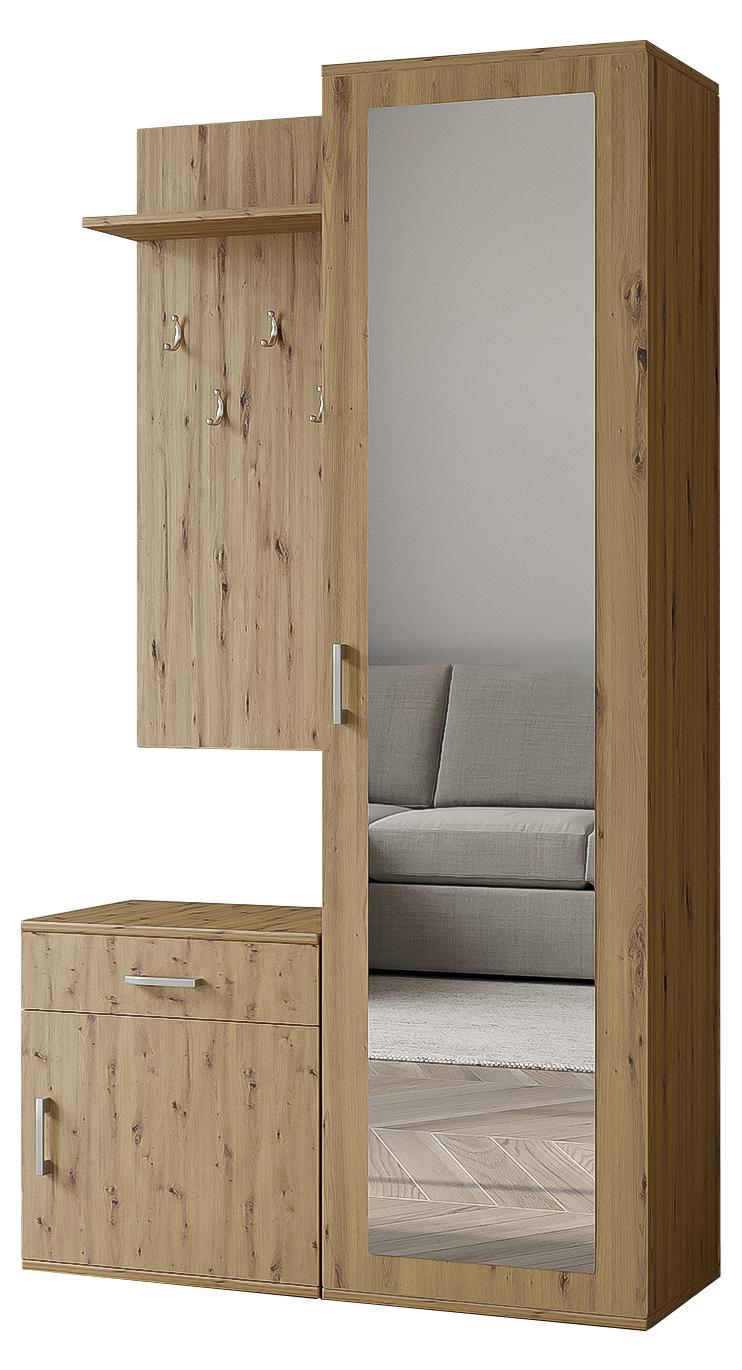 MargaretHadas24 Margaret Hadas24 Garderobe PATRICIA 100 cm mit Spiegel, Flurgarderobe mit Schuhschrank und Schublade, Dielengarderobe, Garderobenset (artisan)