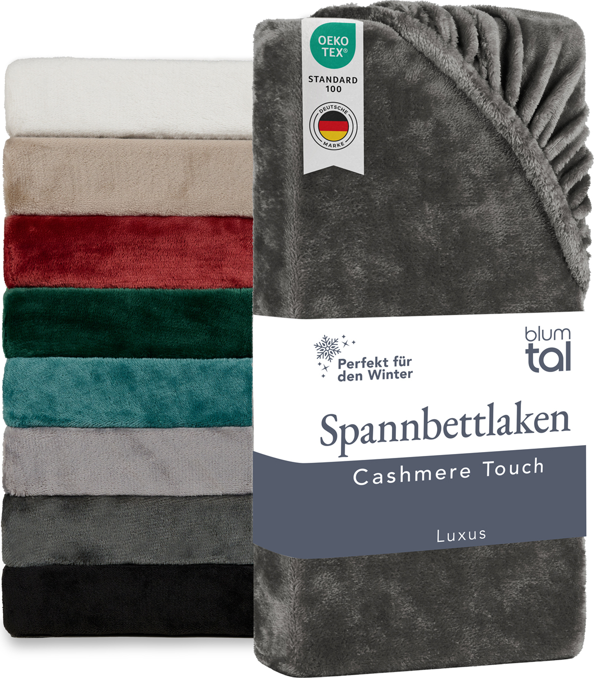 Blumtal Spannbettlaken Cashmere Touch 90x200 cm Plüsch - Spannbettlaken 90x200cm Winter - Mikrofaser Spannbettlaken 90x200cm Anthrazit 4,2519E+12