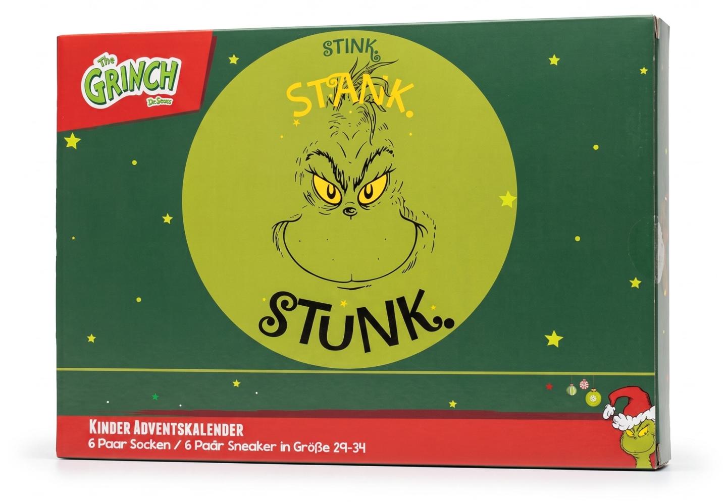 The GRINCH - KINDER Strümpfe Adventskalender 12 Paar Socken 29-34 ( 6 Paar Socken & 6 Paar Sneaker ) Style