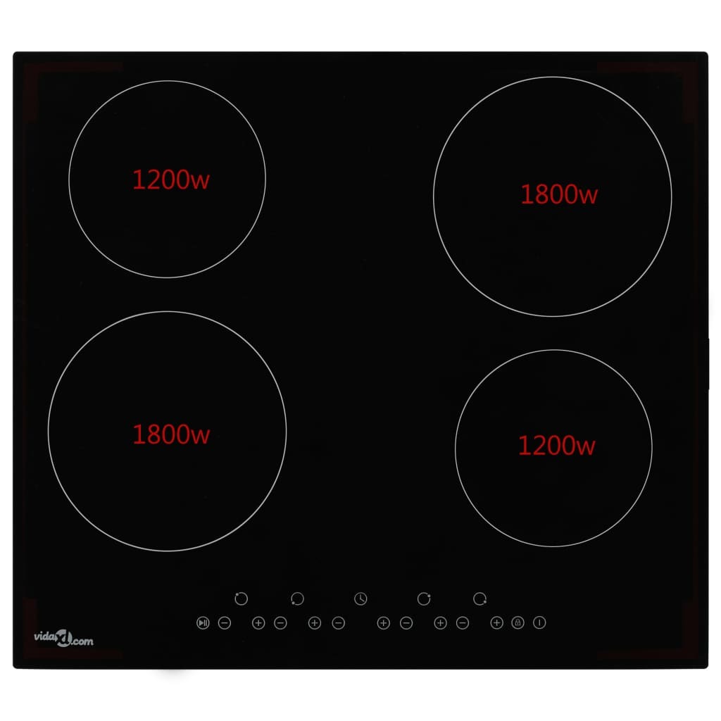 vidaXL Sklokeramická varná doska so 4 platňami Touch Control 6000 W
