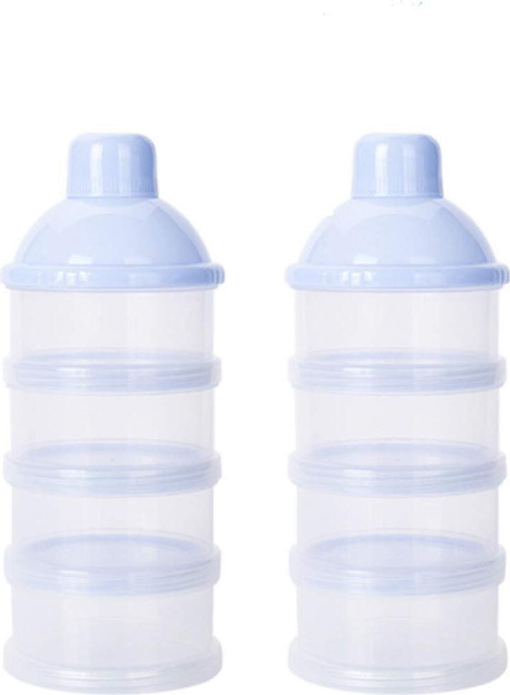 OD19 4 Schicht Milch Pulver Spender, Formel Milchpulver-Portionierer，Säuglingsnahrung Kasten，Tragbare Milchkasten，Milchpulver-Portionierer，Milchpulver Box，Milchpulverspender（2 Stück ，BPA-frei） (Blau) OD313-JM2-1079