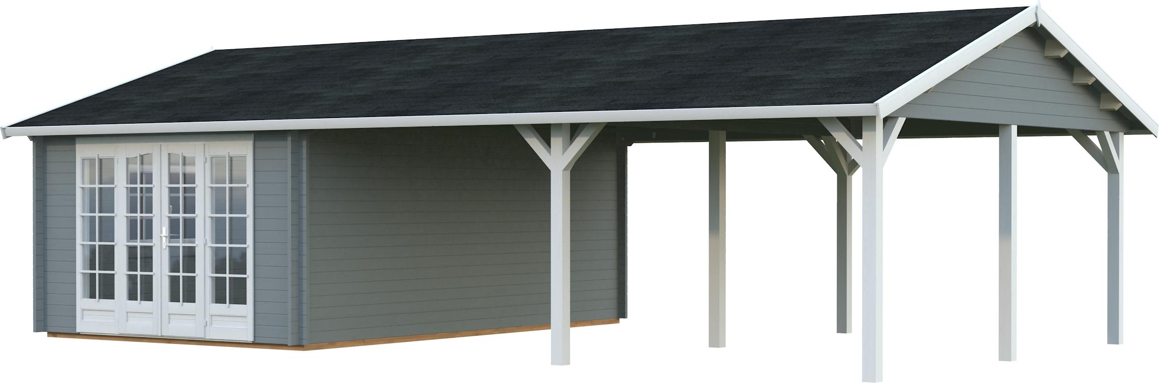 Palmako Gartenhaus Irene 21,9+5,2 m² - 44 mm dunkelgrau/weiß lackiert Irene 19,0 + 33,2 m²