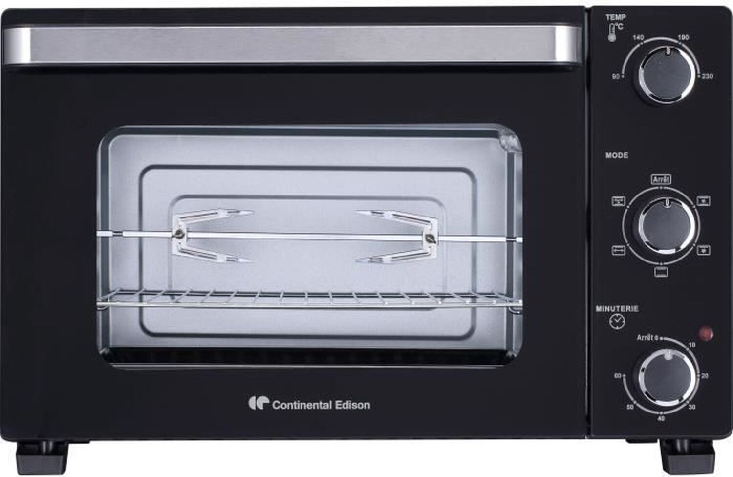 CONTINENTAL EDISON CEMF46B3 - Elektrická minirúra 46L čierna - 1800W - otočný rožeň, prirodzená konvekcia
