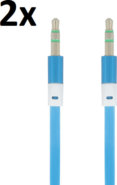 2x 1m Aux kábel 3,5 mm Jack vstup Single Audio pre reproduktory Android Mobilný telefón Tablet Autorádio PC systém Hifi Blue