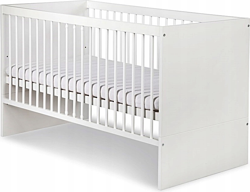 Babybett Gitterbett Kinderbett höhenverstellbar mit Matratze mit Schlupfsprossen weiß DALI 120x60 KMbaby