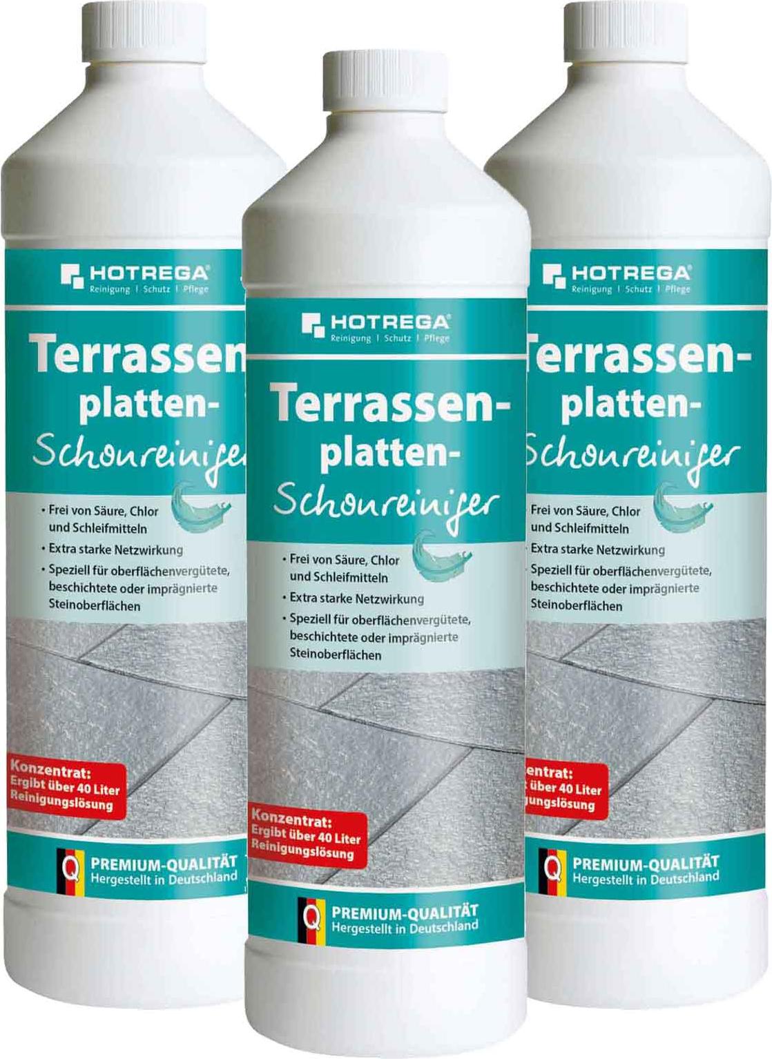 HOTREGA Terrassenplatten Schonreiniger 1 Liter - Steinreiniger Materialschonendes Konzentrat