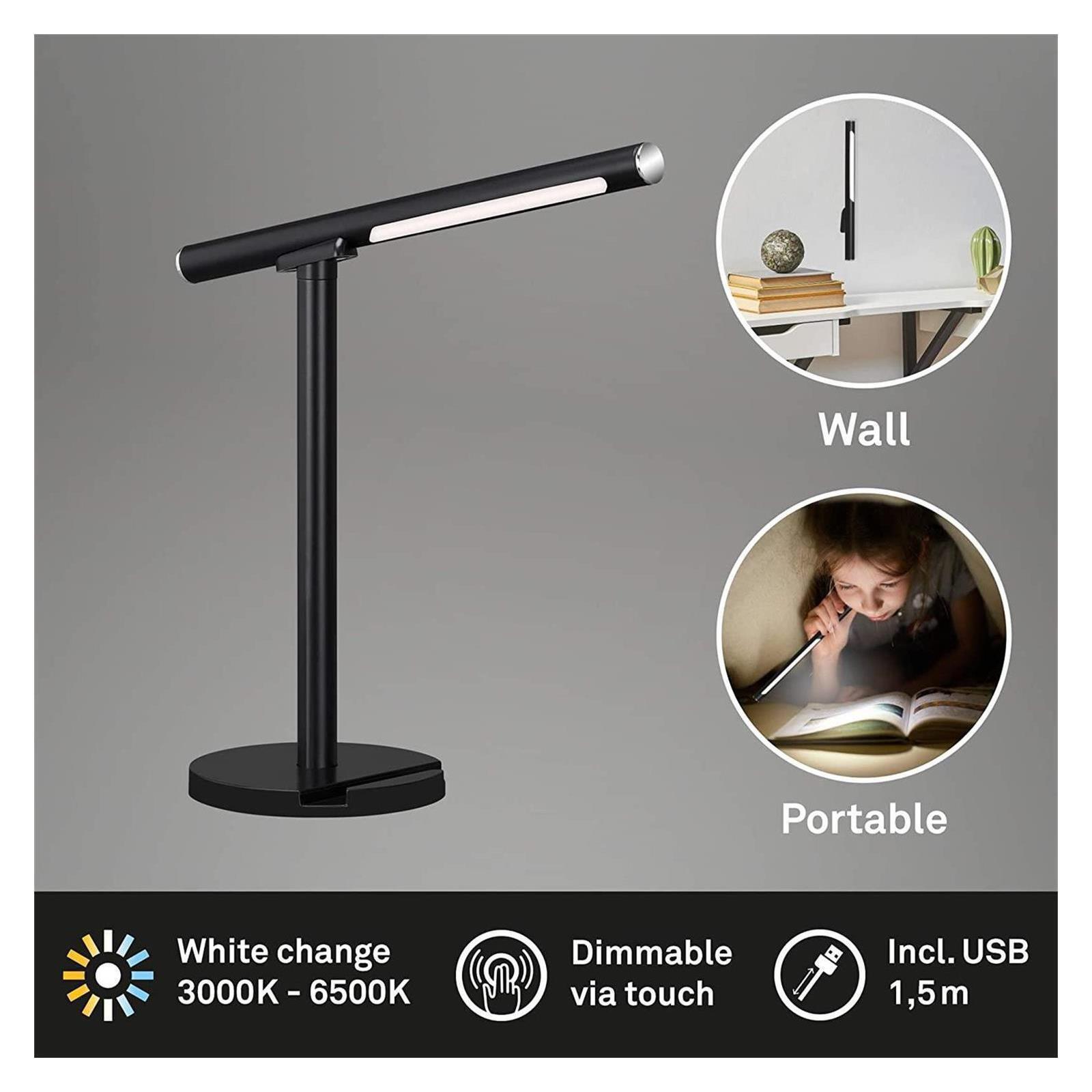 Briloner USB LED Akku Tischlampe Wandlampe Bürolampe schwarz Lampe Leuchte 7384-015