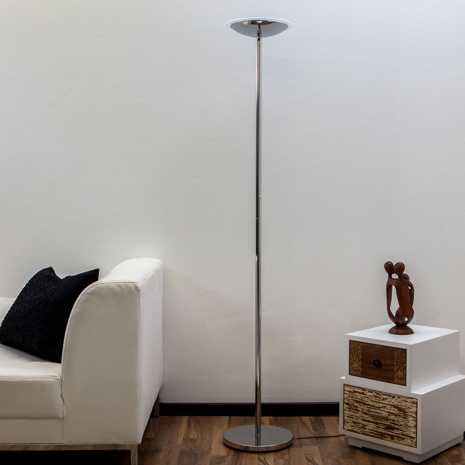 Lindby LED-Stehlampe Malea, chromfarben, dimmbar, 180 cm 9620042