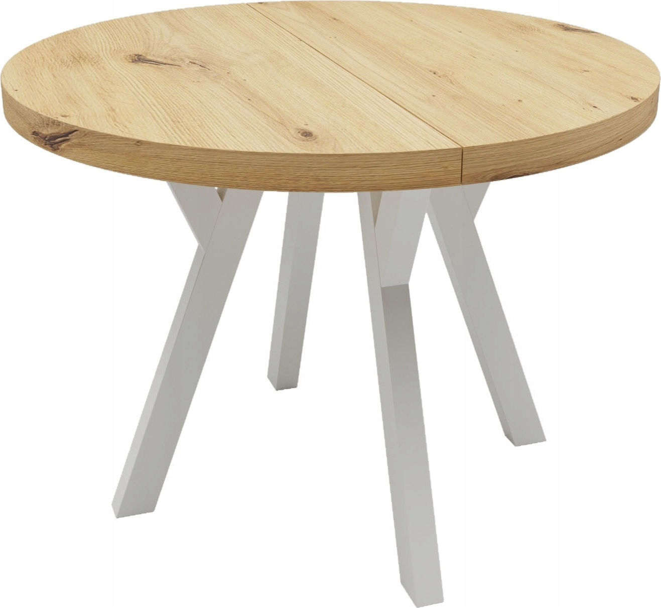 Damale-Meble Runder nicht absetzbarer Tisch Weiß/Eiche ARTISAN Ø100