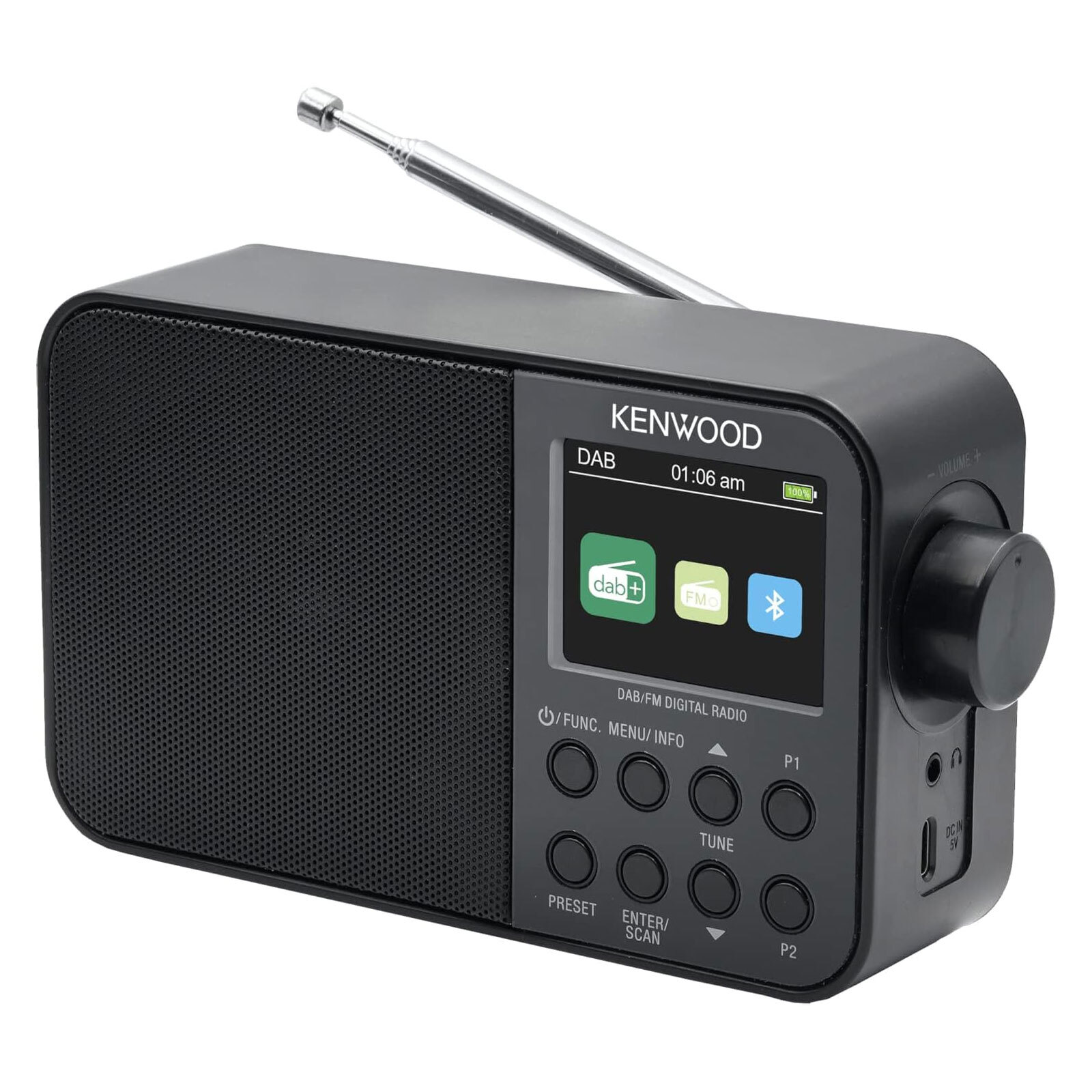 Kenwood CR-M30DAB-B, Tragbar, Digital, DAB, DAB+, FM, 87,5 - 108 MHz, 174,928 - 239,2 MHz, 3,2 W CRM30DABB