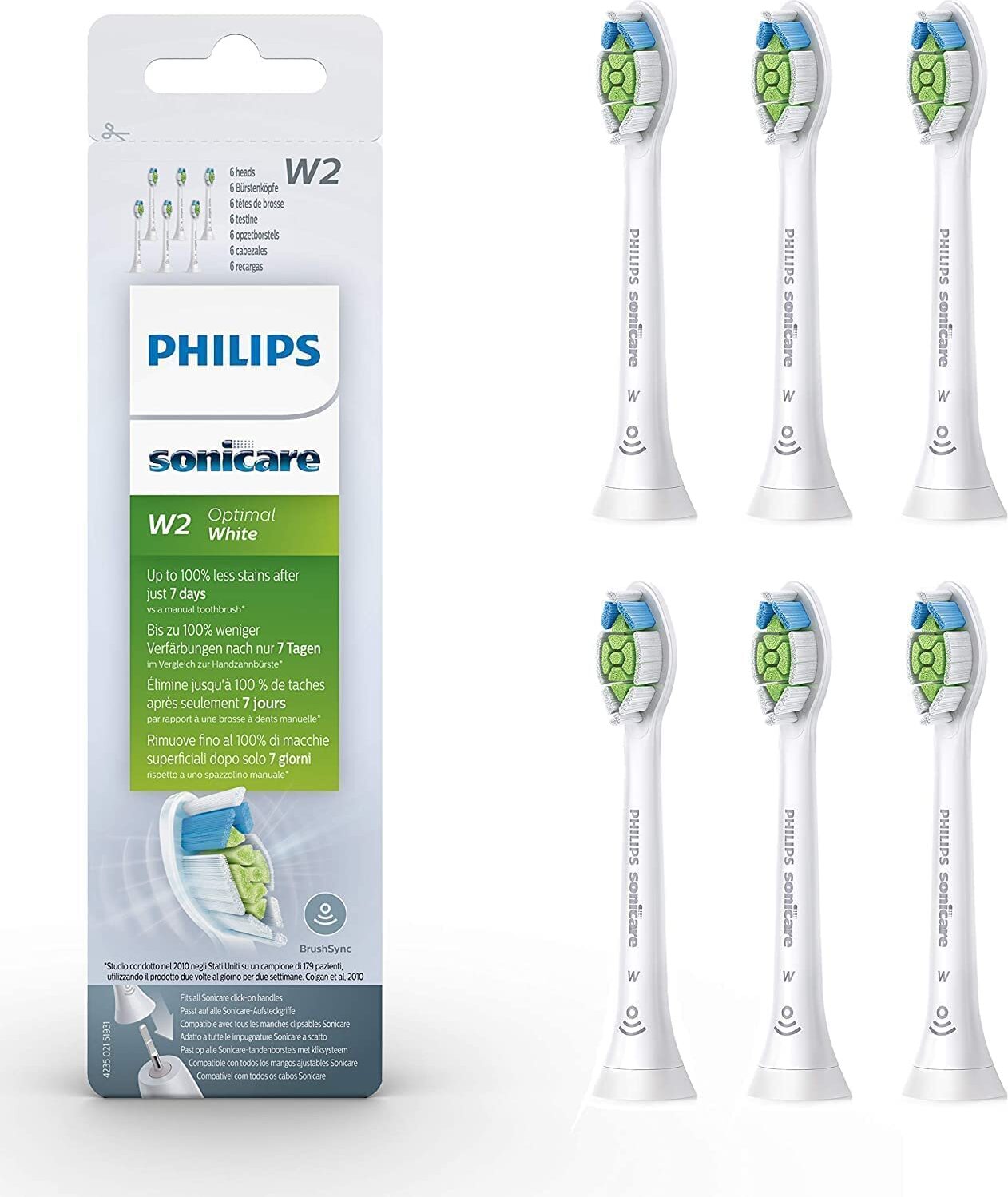 Philips 6er-Pack Standard-Schallzahnbürstenköpfe HX6066/10