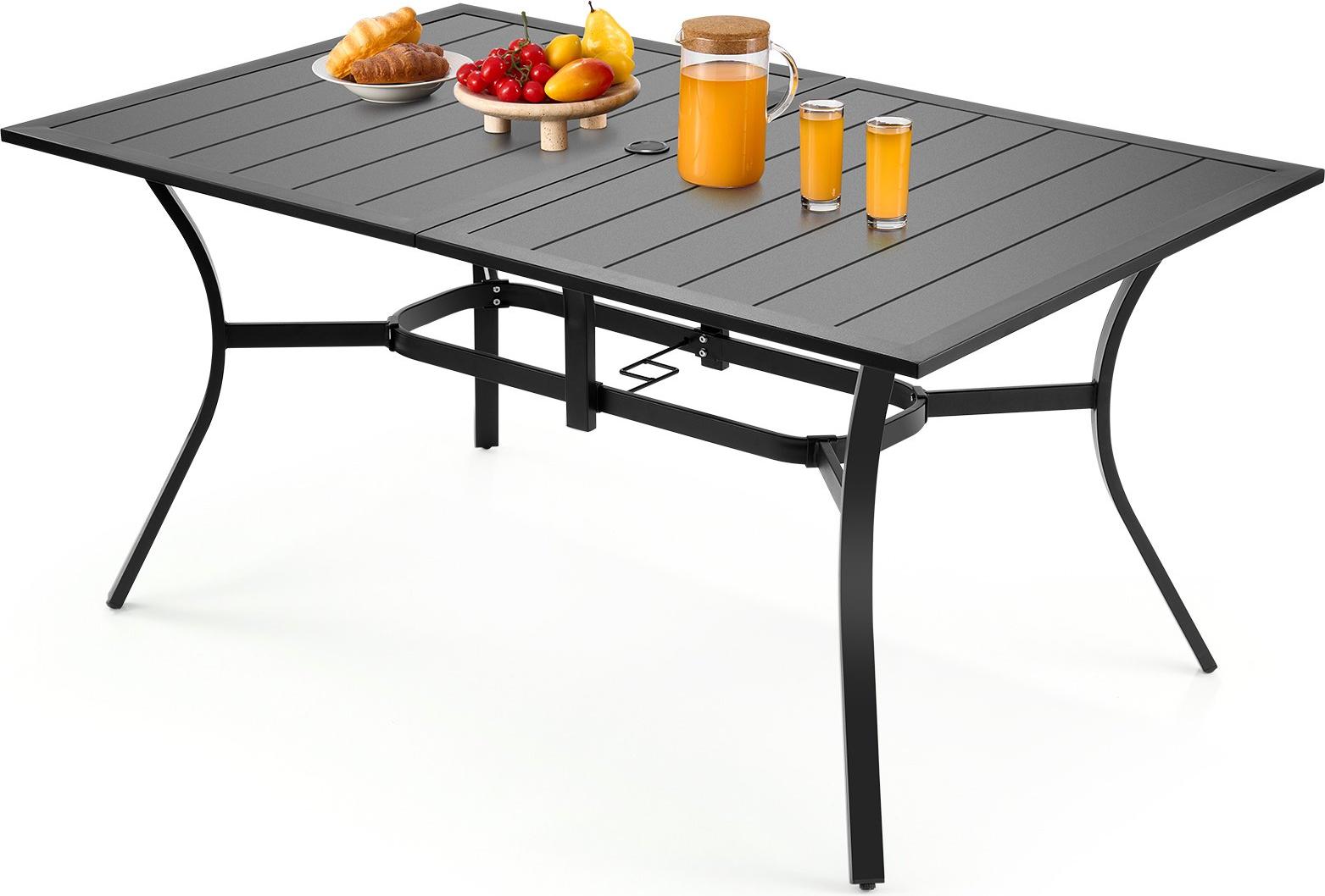 StarTech Gartentisch Terrassentisch - Rechteckiger Esstisch - 1500 x 960 x 725 mm - Kohlenstoffstahl - Wetterfest - 38 mm Schirmloch - 68 kg Tragkraft - Schwarz LTCZKS1TYFGHLP7BO001V0