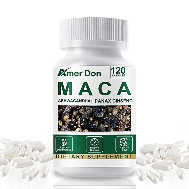 Amer Don Maca + Ashwagandha + Panax Ginseng 10000mg (120 Kapseln) Nahrungsergänzungsmittel, Libido, Ausdauer, Kraft, Stärke, Sexuelle Gesundheit, Stimmung