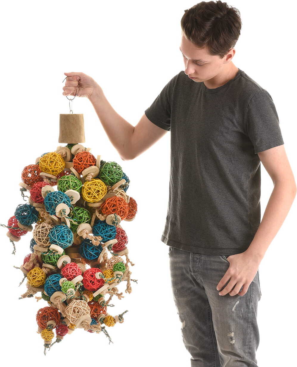 Java mit Bällen XXL - Hochwertiges 5kg Naturspielzeug für Papageien