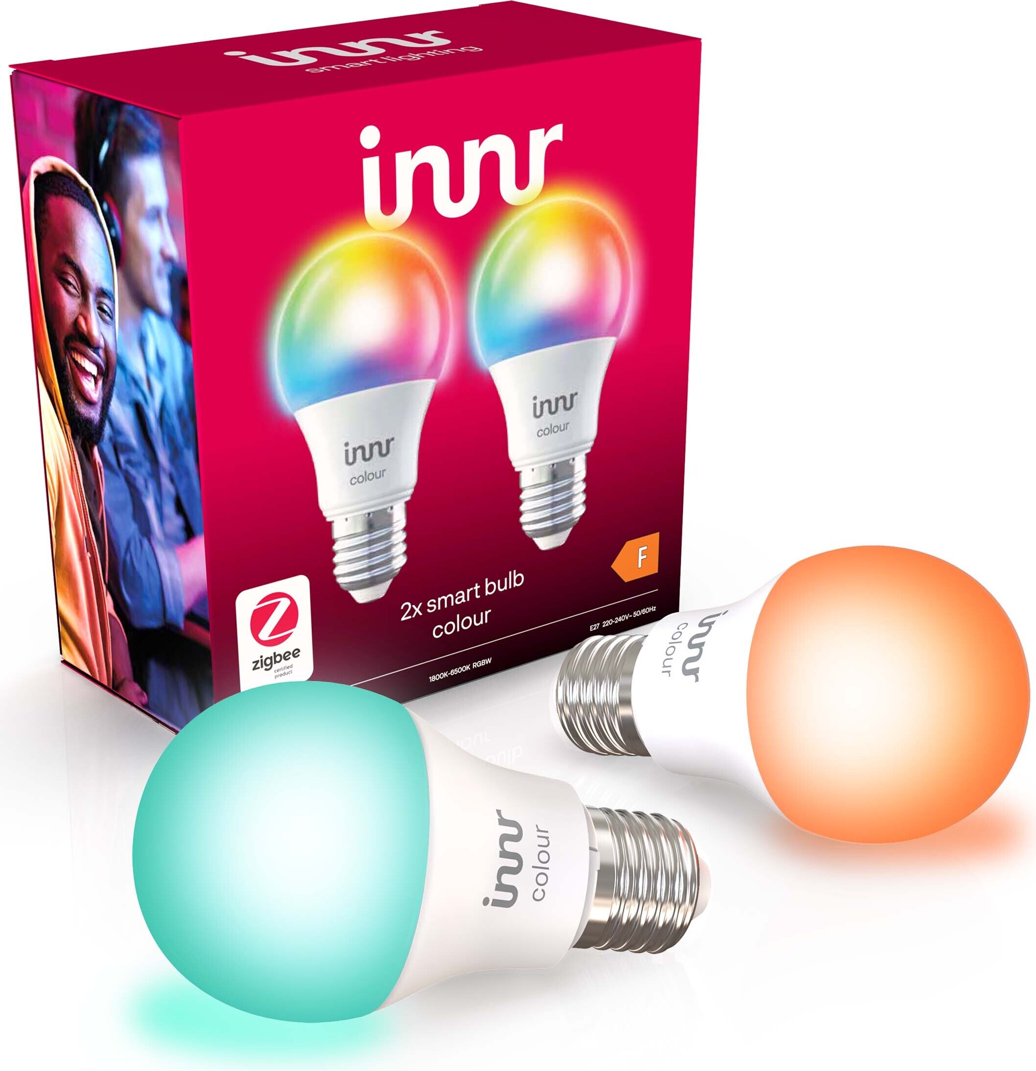 Innr Zigbee E27 LED, funktioniert mit Philips Hue*, smart Lampe White & Color, 2-er Pack RB 286 C-2 /02