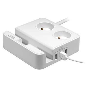 Logo Přepěťová ochrana 2 zásuvky 3x USB, se stojánkem na tablet,mobil