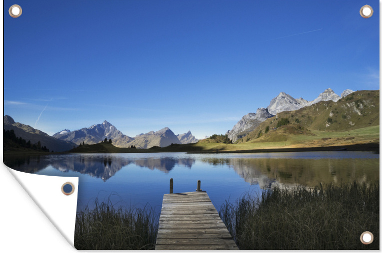 MuchoWow® 90x60 cm Outdoor-Poster Gartendeko Sichtschutz Garten Poster für den Garten Die Anlegestelle in Lai da Vons 133|1284287