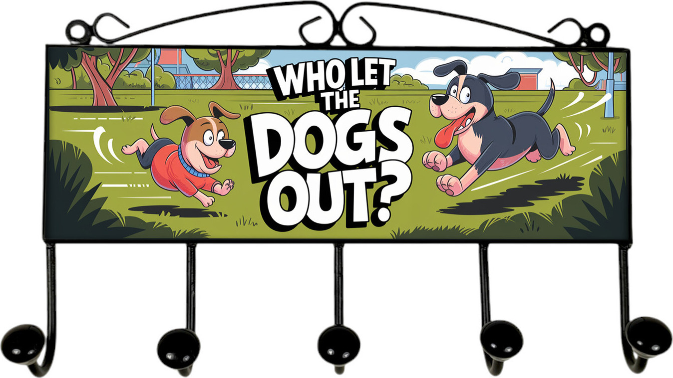 speecheese Who let the Dogs out? Kleiderhaken Leiste mit 5 Haken für Hundebesitzer