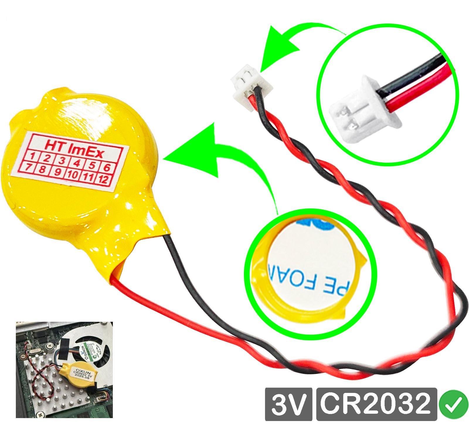 HT ImEx RTC CR2032 BIOS CMOS Batterie Knopfzelle Akku Battery mit Steckerkabel für Lenovo IdeaPad Gaming 3-15ACH6 (82K201RPGE)