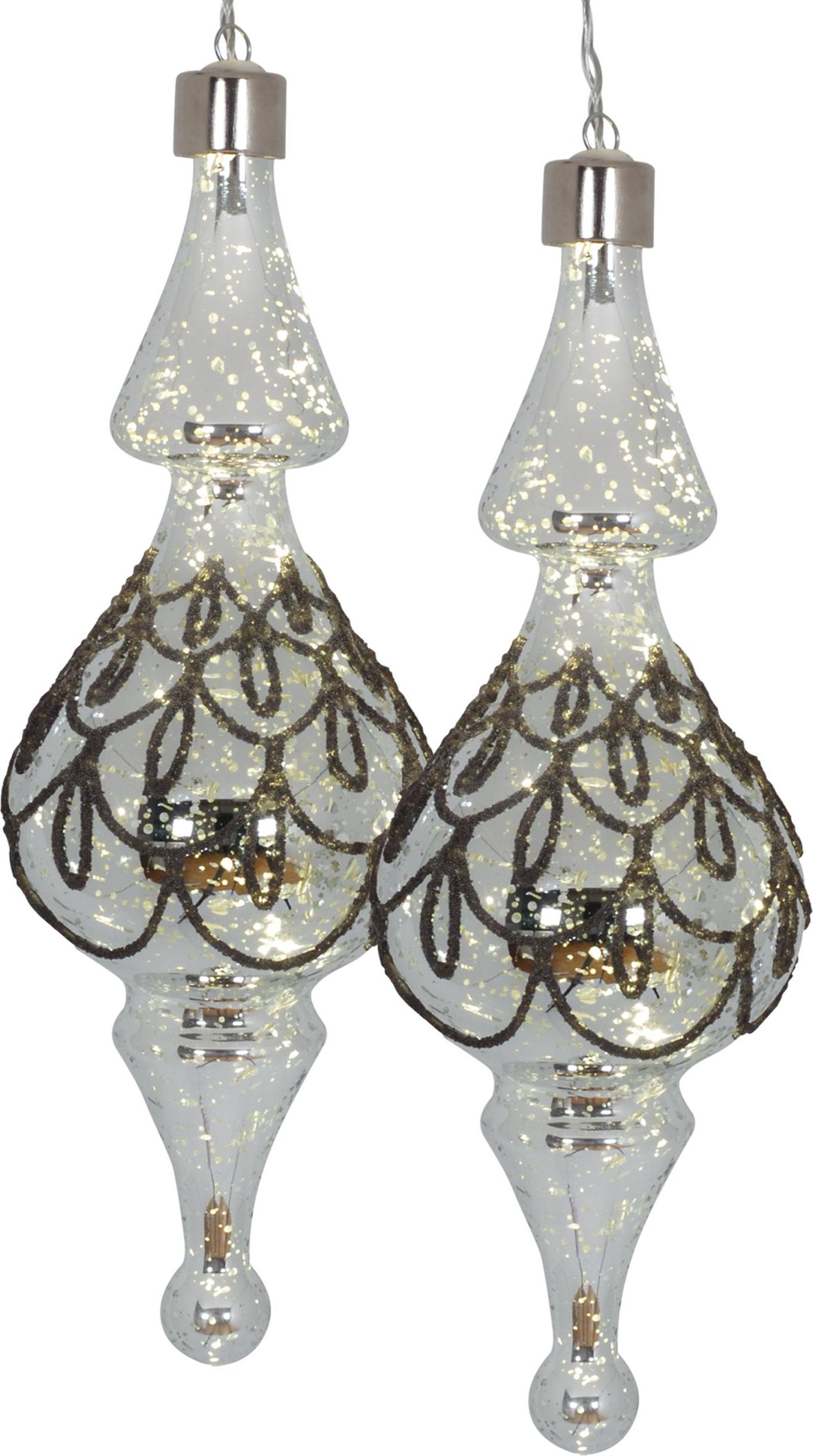 Näve Leuchten 2er-Set LED Deko-/Glaskugel H: 22 cm 2er-Set LED Deko-/Glaskugel H: 22 cm 2er-Set LED Deko-/Glaskugel H: 22 cm aus Glas in gold, mit LED Platine – für Innenräume