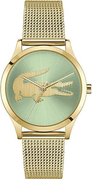 Lacoste Damenuhr Krokodil Serie, Goldfarben, Zifferblatt mit Krokodil-Indizes 2001417