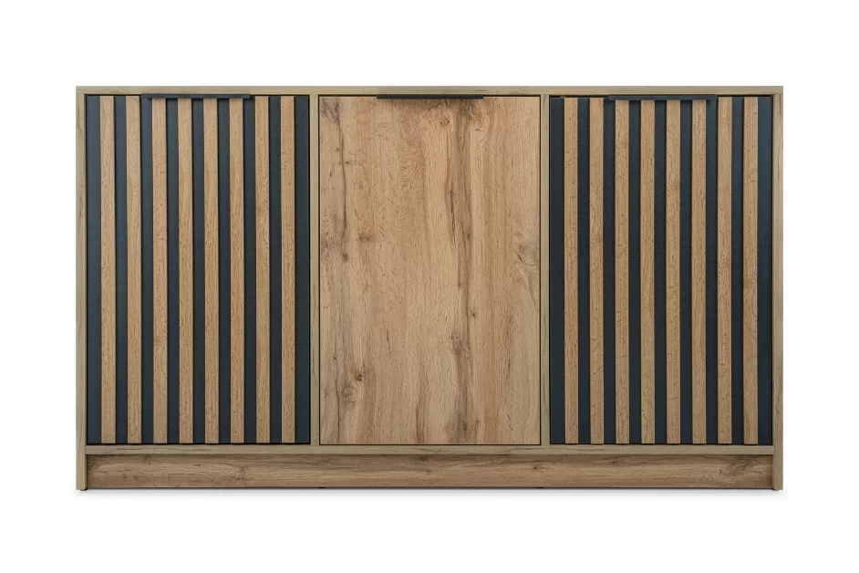 VENETI Breite Kommode AGNESA - Wotaneiche / Schwarz 047-10-00032