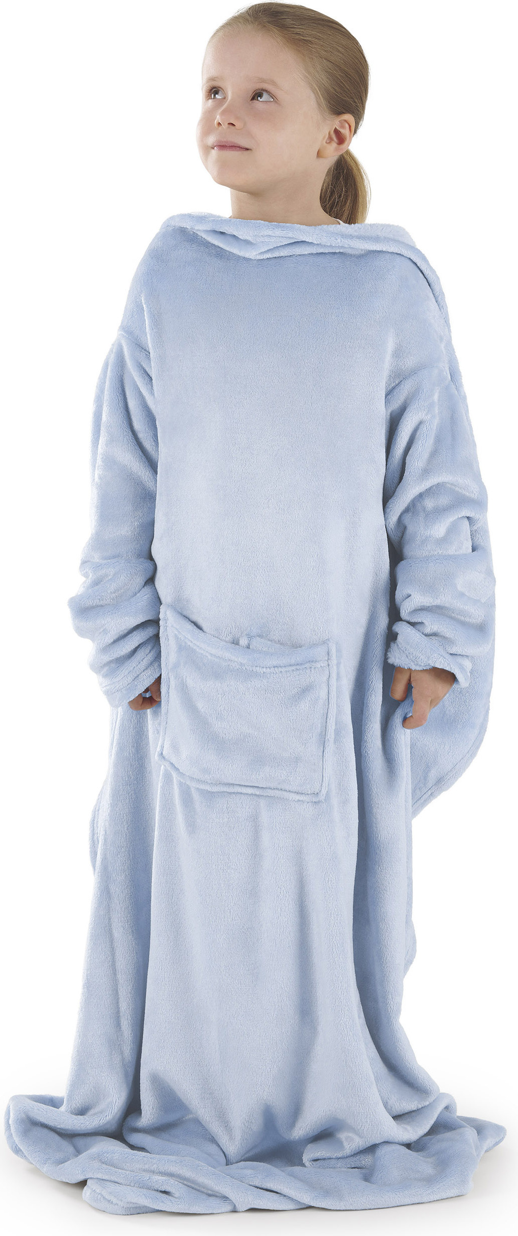 Coperta Con Cappuccio E Maniche – Grigia, Lunghezza 120 Cm – Pile Sherpa, Con Tasca Frontale – Regalo Donna/uomo, Lavabile