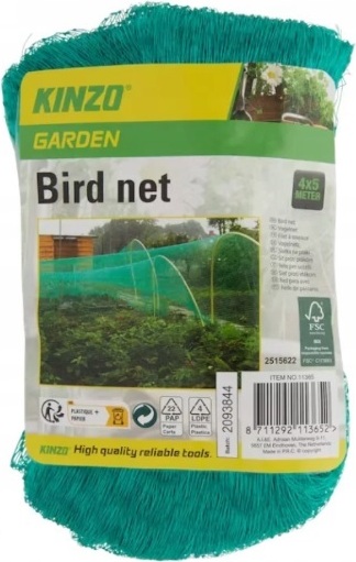 KINZO Vogelschutznetz Teichnetz Gartennetz Laubschutznetz Schutznetz Vogelnetz 4 x 5m