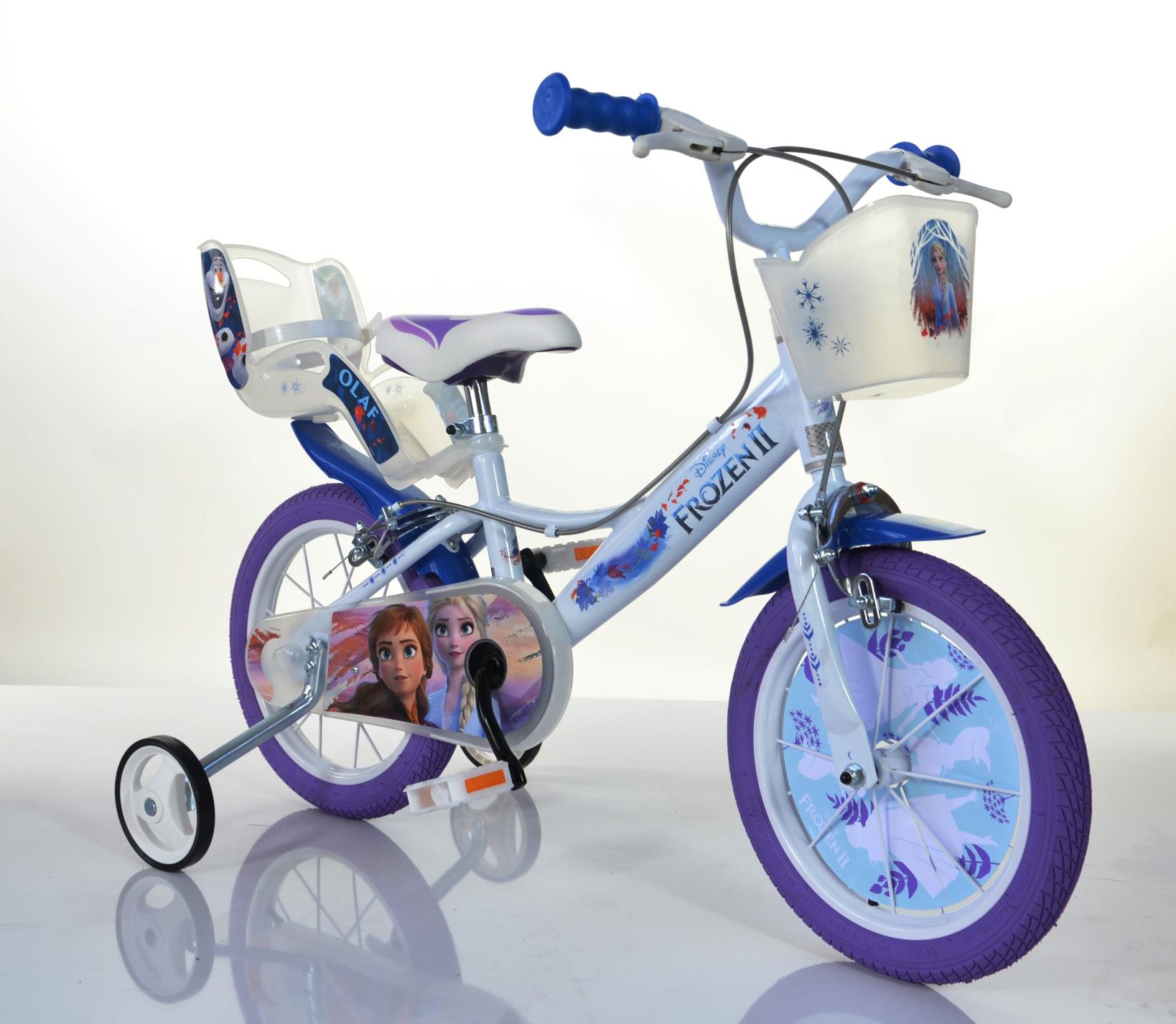Kinderfahrrad Disney Frozen 14 Zoll Fahrrad mit Puppensitz und Korb B-Ware 