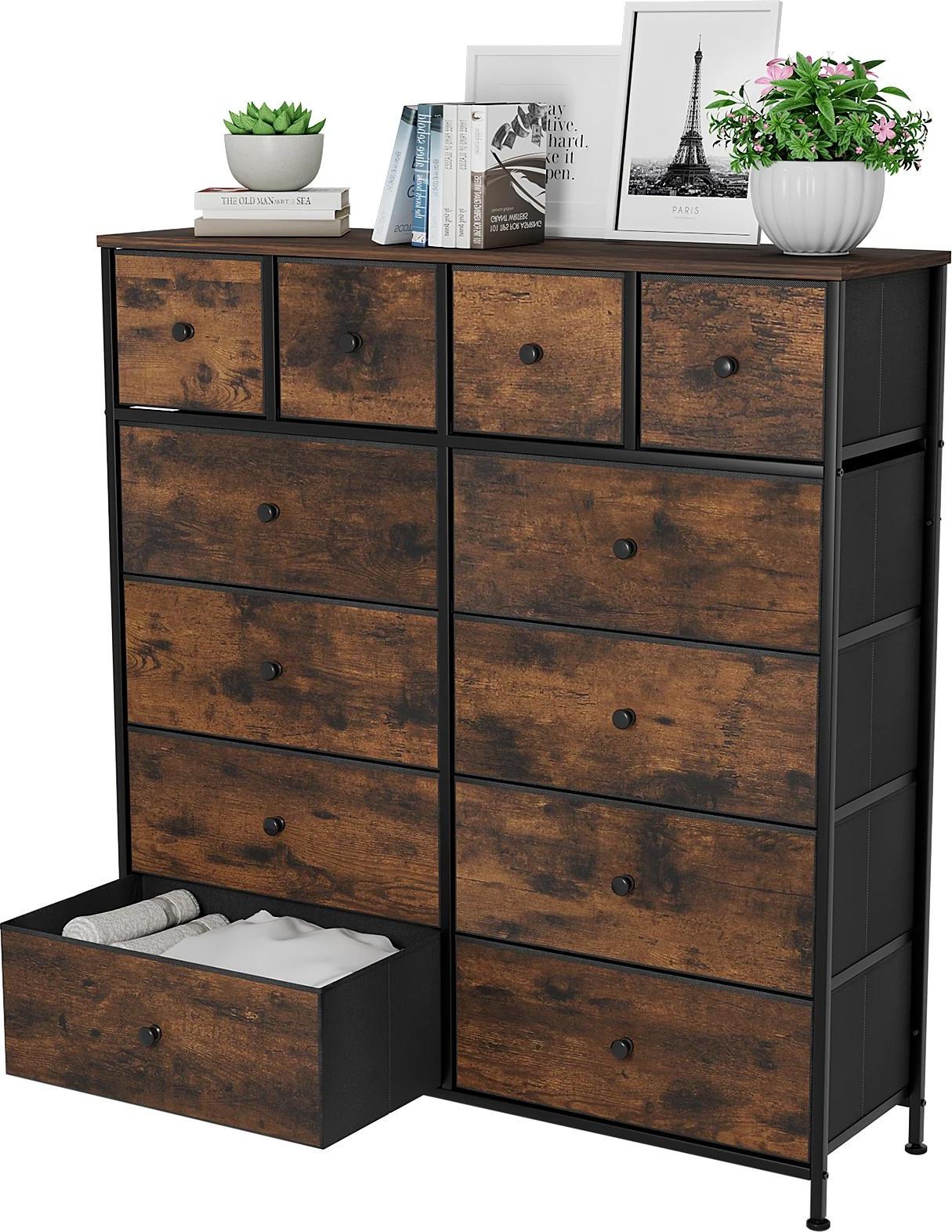 Commode - TRAHOO - Meuble De Rangement En Tissu Avec 4 Tiroirs