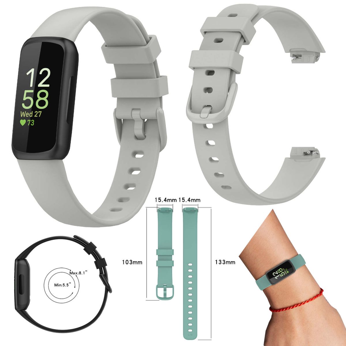Pre Fitbit Inspire 3 hodinky Plastový / silikónový náramok Náhradný náramok na ruku Náhradná šedá veľkosť L / muži