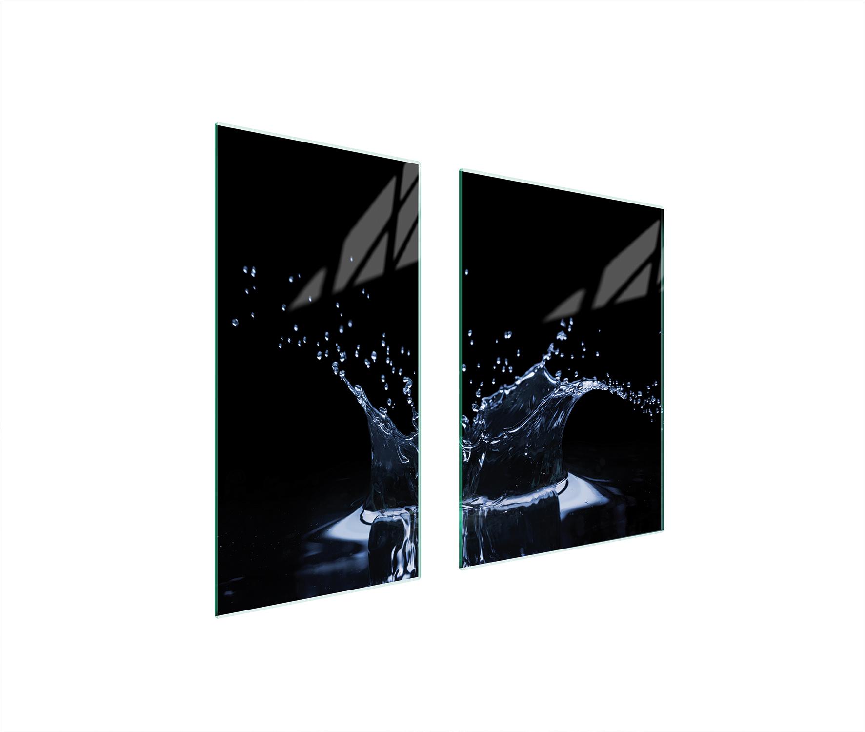 TMK ArtDeko Herdabdeckplatten 2 teilig 75x52 Glaskeramikfeld Abdeckung Glas Schneidebrett Tropfen Schwarz