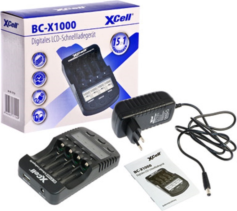 1x XCell Schnellladegerät/ LCD Anzeige/USB Anschluss/ Refresh Funktion/Testfunktion BC-X1000 2847