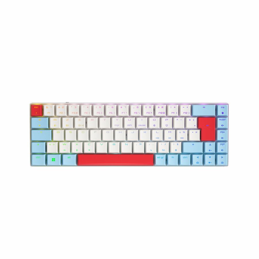 Cherry MX-LP 2.1 Compact Wireless - 65% - RF Wireless + Bluetooth - Mechanischer Switch - AZERTY - RGB-LED - Weiß G80-3860LVAFR-0