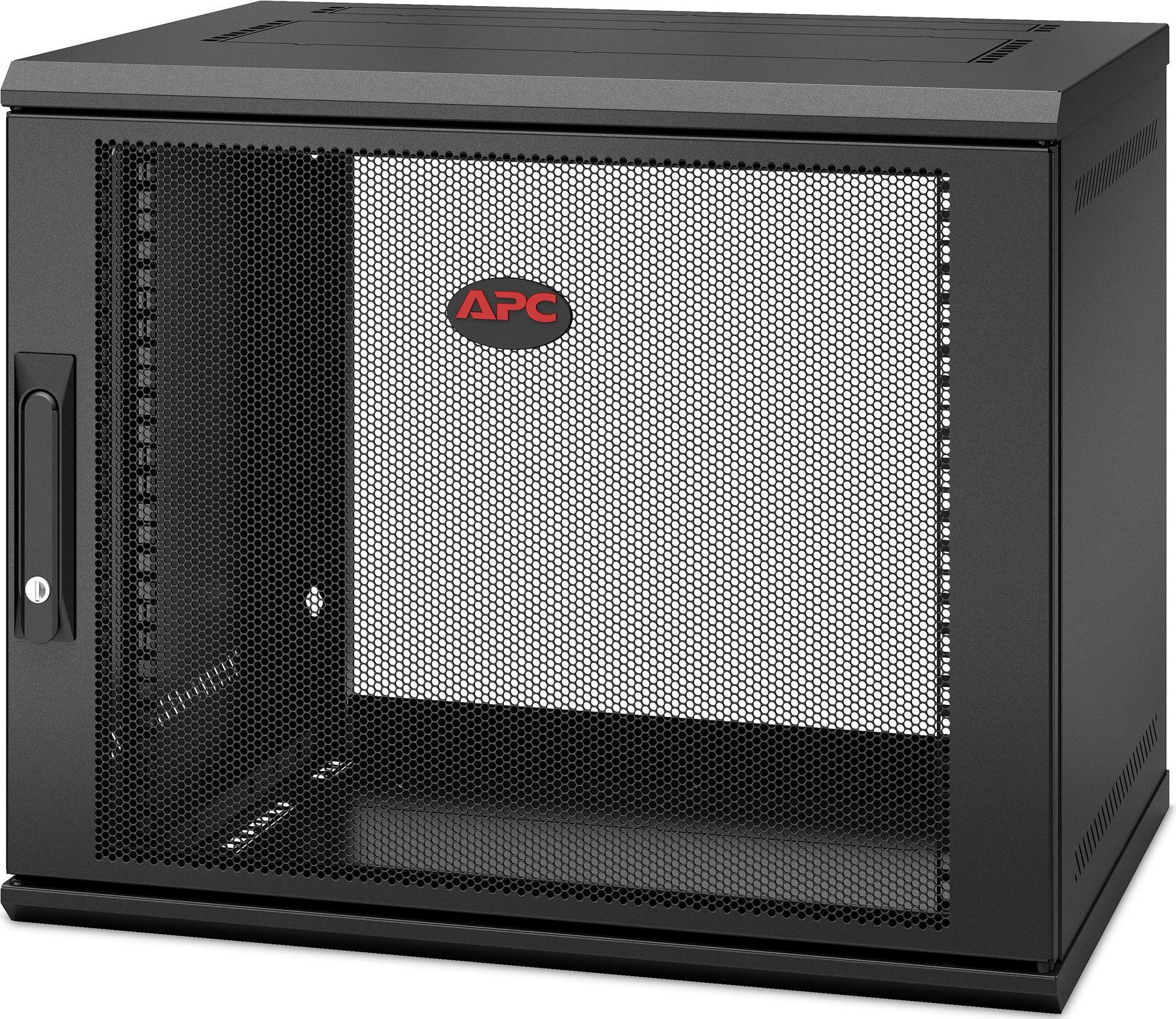 APC NetShelter WX AR109SH4 - 9U, 19-Zoll-Patchschrank, Wandmontage, vormontiert, 400 mm tief, Wandmontiertes Regal, 9U, 90 kg, Schwarz