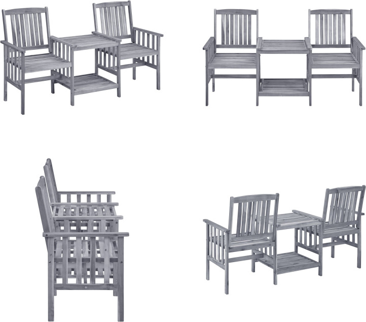 vidaXL Záhradné stoličky s čajovým stolíkom 159x61x92 cm z masívneho dreva akácie - Bistro set - Bistro sety - Stoličky s čajovým stolíkom - Stoličky s čajovými stolíkmi
