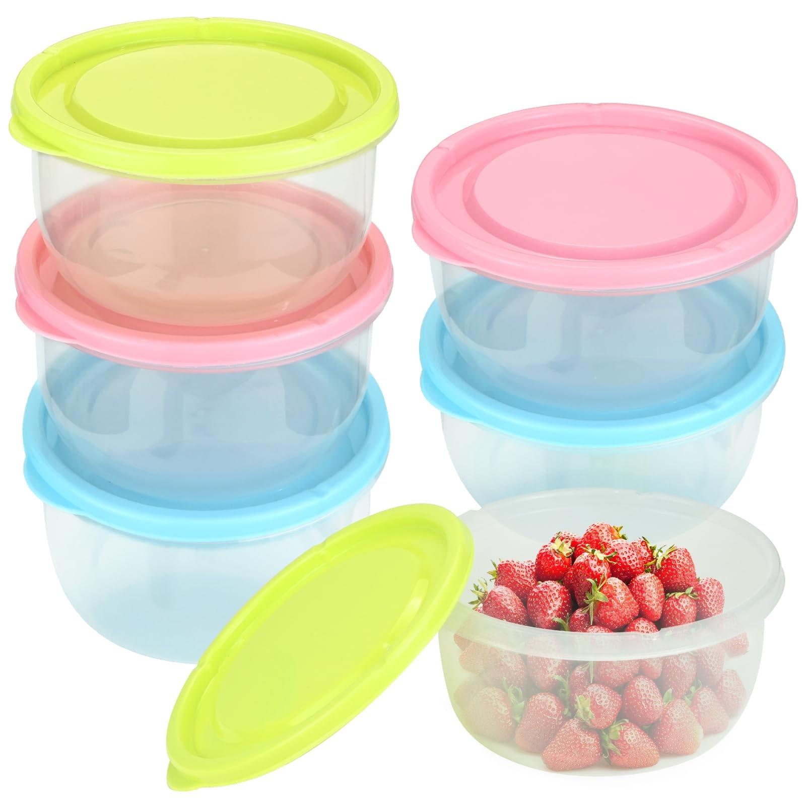 Merkloos Pizzateigbox Pizzateigdose Teigbehälter - 6 Stück - Ø 14 cm - 600 ml - Mehrfarbig