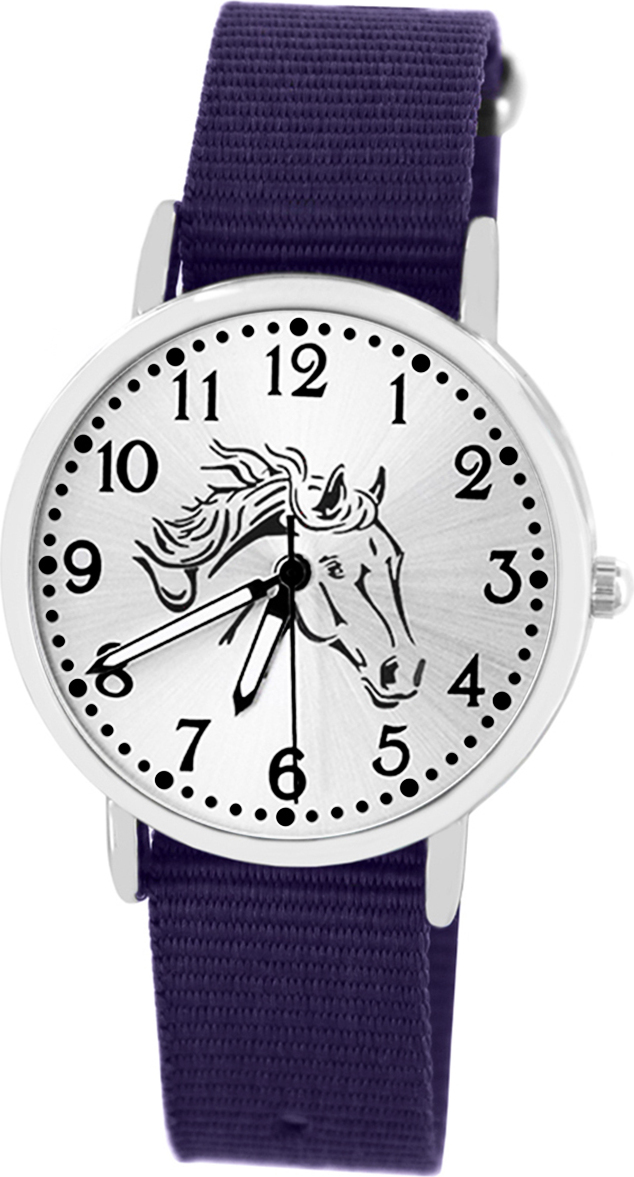 Pacific Time Kinderuhr Pferdemotiv Mädchen Uhr leuchtende Zeiger Kinder Armbanduhr violett 10402