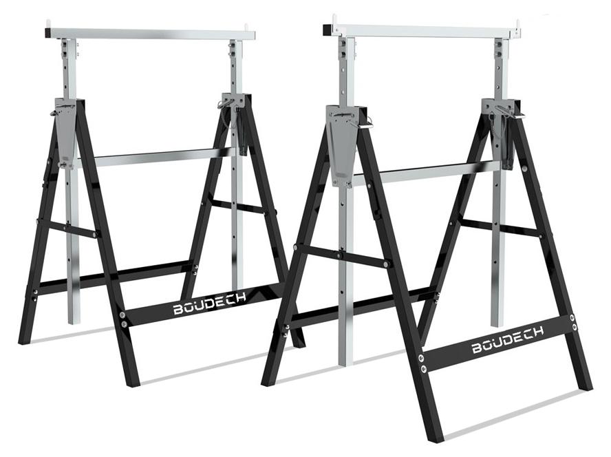 Boudech Satz mit 2 teleskopischen, 300 kg schweren, zusammenklappbaren Bøcken, ideal als Pontonschleppnetzfischer, Werkbank und Baumschneidestøtze. X6-RX25-5QT7