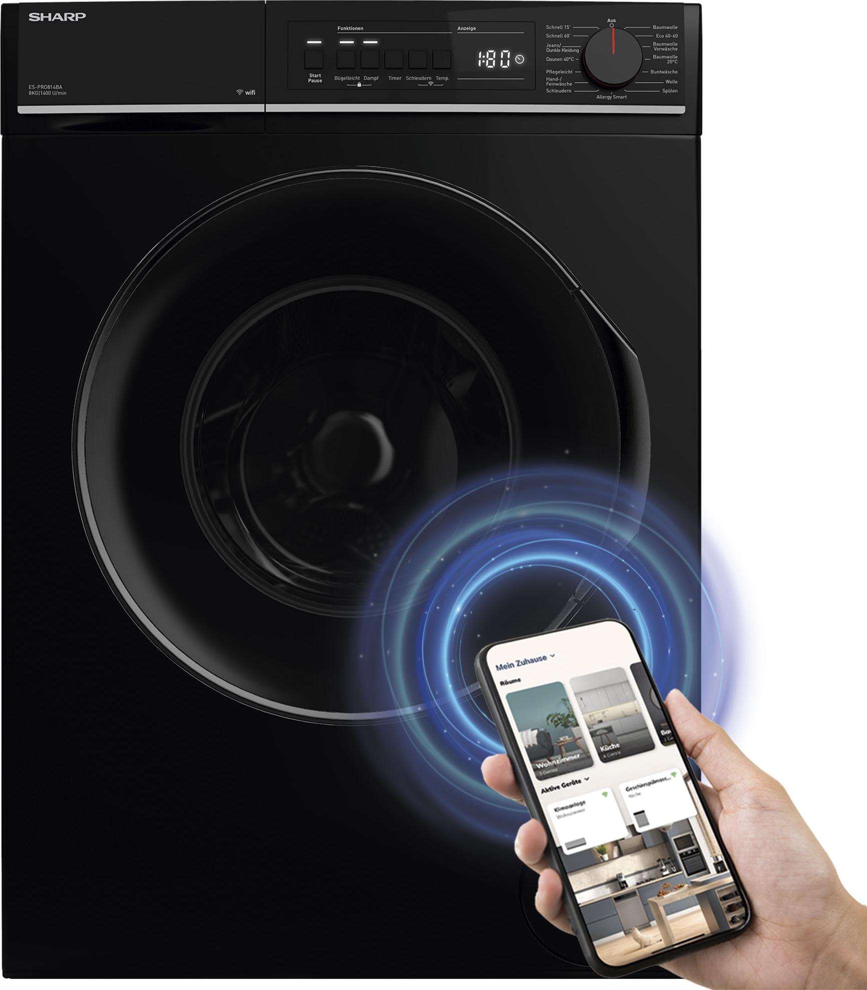 Sharp ES-PRO814BA-DE Waschmaschine 8kg AllergySmart Dampf App Steuerbar 10852185