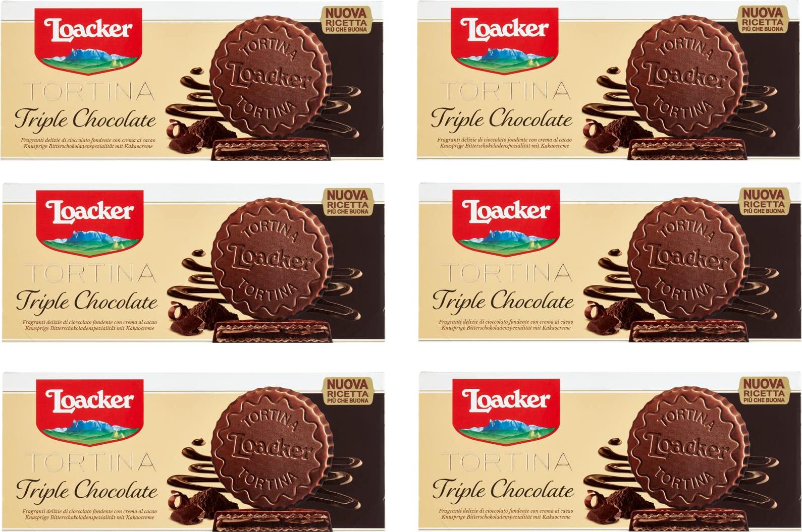 6x Loacker Tortina Triple Dark 3pz Dunkle Schokoladenfreuden mit Kakaocreme Kuchen 63g IG-NSKU-2578