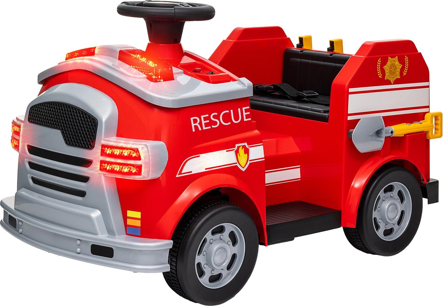 Kinder Elektroauto 1 6V Kinderauto mit Musik, Hupe, Elektrofahrzeug mit Scheinwerfer, Sanft Start, 3 km/h, für 3-5 Jahre Kinder, Rot