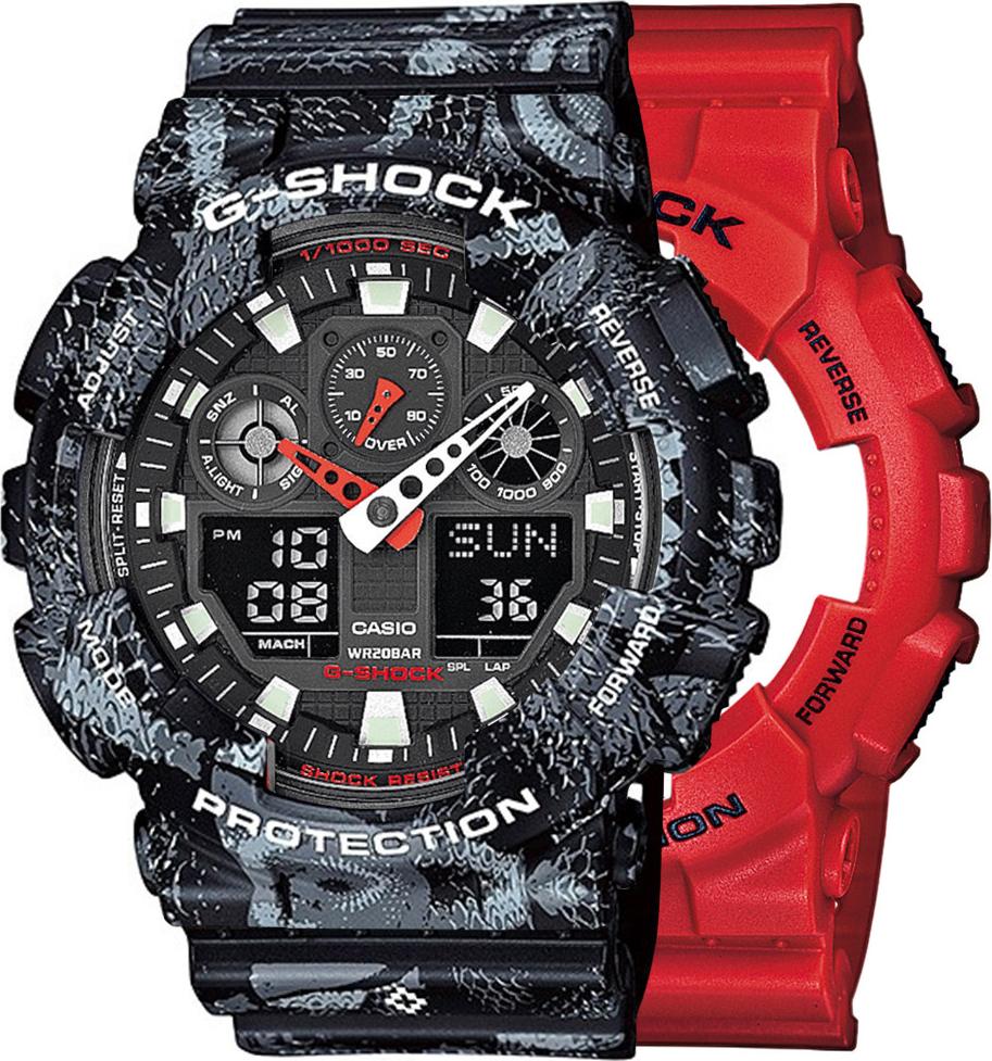 Zegarek Casio G-Shock SET GA-100B-4AER + BEZEL 10520052 + PASEK 10520049 20BAR