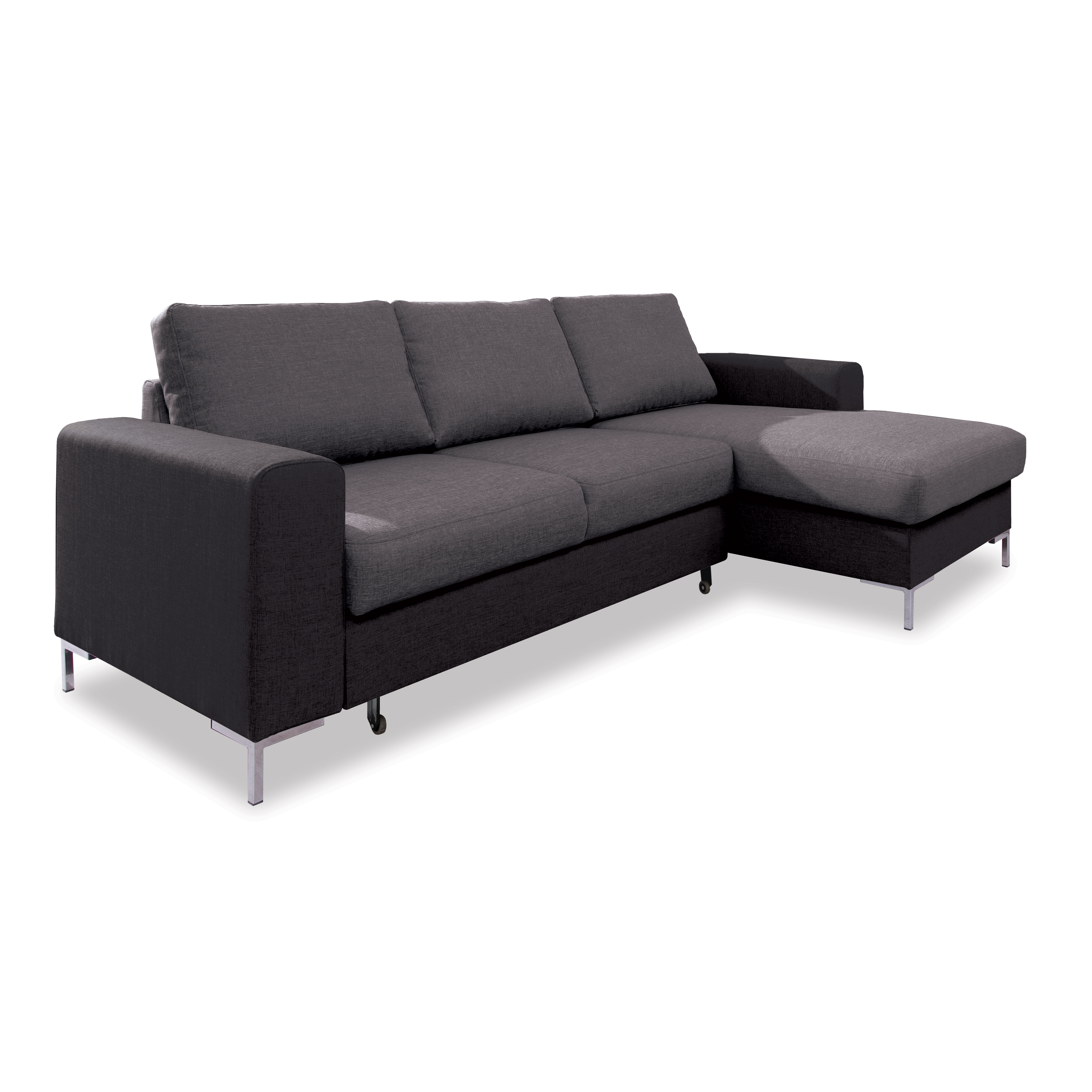 Ecksofa Lofty Lilly mit Bettfunktion LX-06 and LX-23 - Grau und Schwarz Ausrichtung Rechts